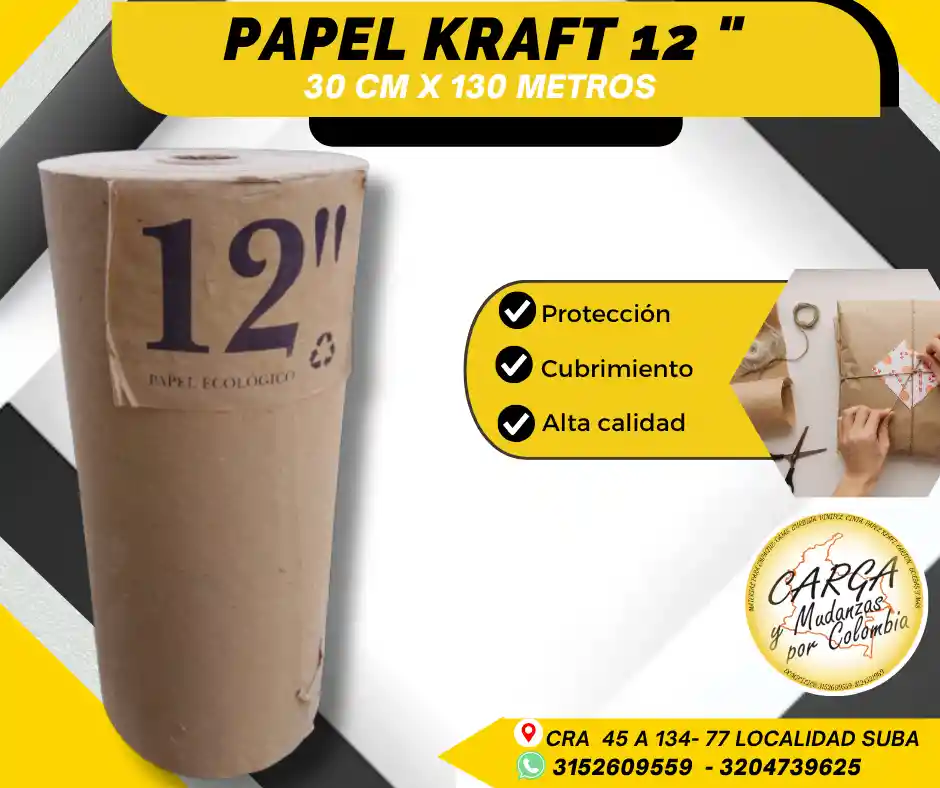 Papel Kraft Rollo De 12 Pulgadas 30cmx130mtrs-empaque