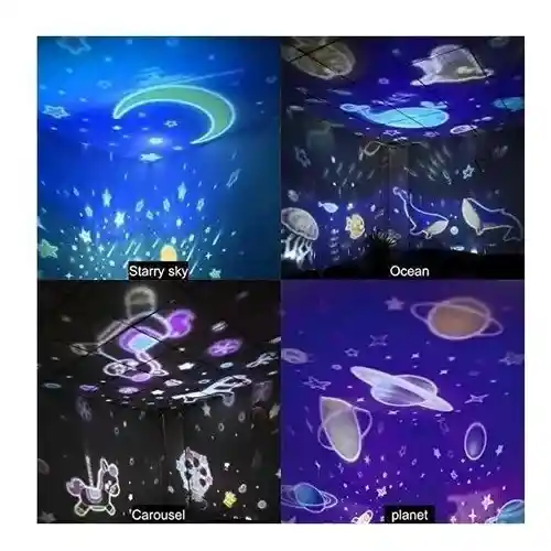 Lámpara De Proyección Rotativa 360° 6 Películas