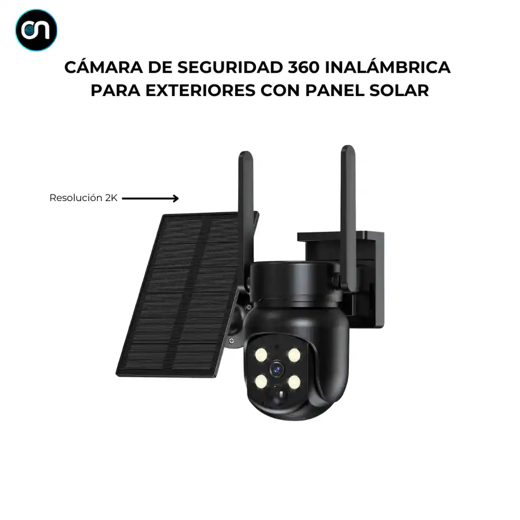 Cámara De Seguridad Inalámbrica 360° Con Panel Solar 2k Para Exteriores Visión Nocturna Sirena
