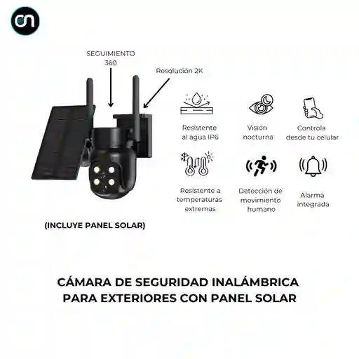 Cámara De Seguridad Inalámbrica 360° Con Panel Solar 2k Para Exteriores Visión Nocturna Sirena