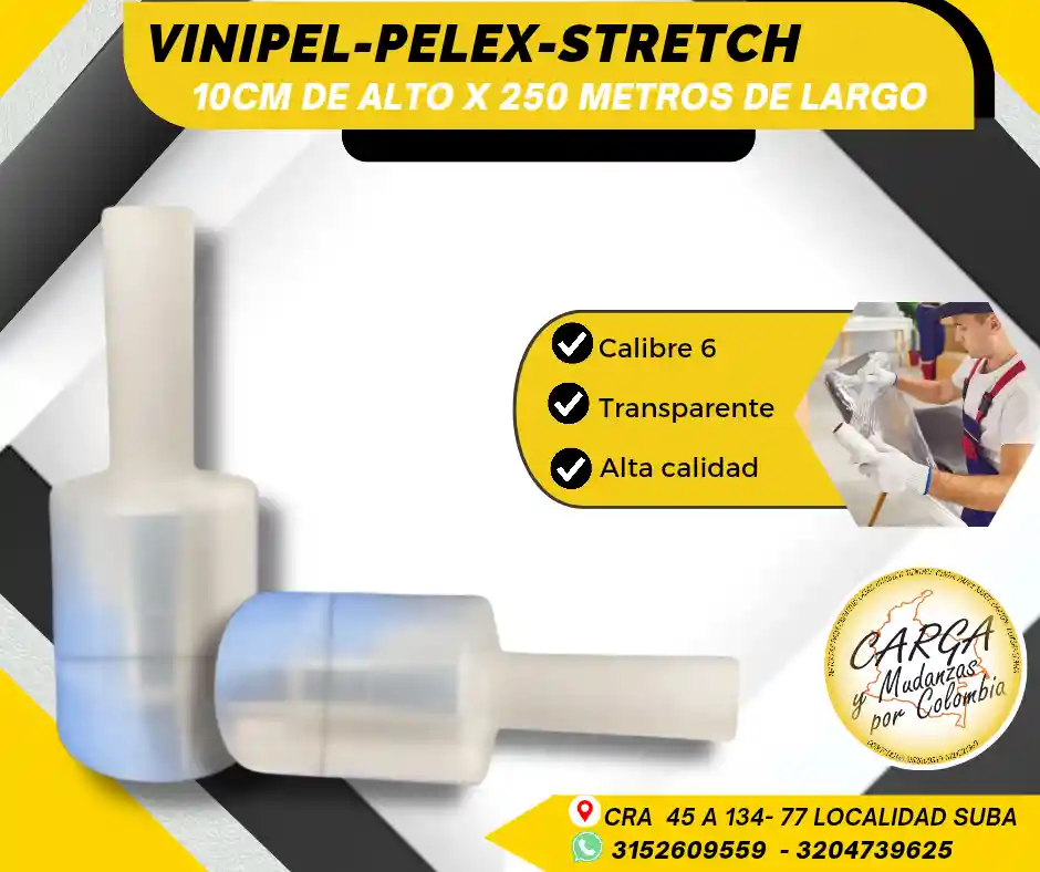 Vinipel-pelex- Stretch Colombina Rollo X 250m Altura 10cm Empaque Y Embalaje