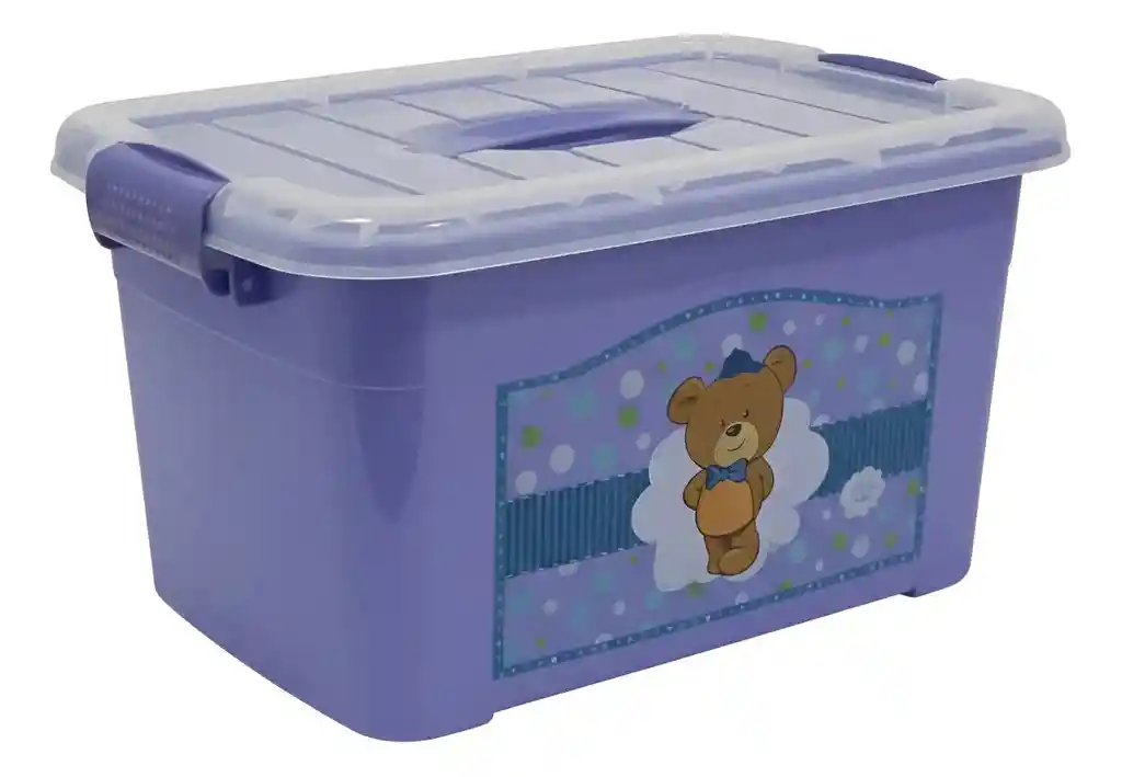 Caja Organizadora 10ltrs Y Papelera Bebé 7 Ltrs Orden Fácil Azul Lavanda Con Diseño Para Bebe