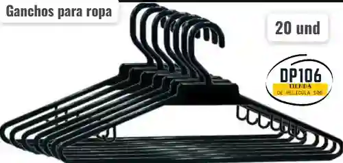 Ganchos Plasticos Negros Para Ropa Paquete 20 Und
