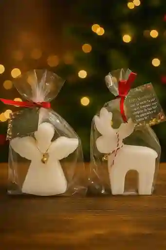 💫 Vela Navideña “reno - Ángel ” – 10 Cm 🕯️✨🎄