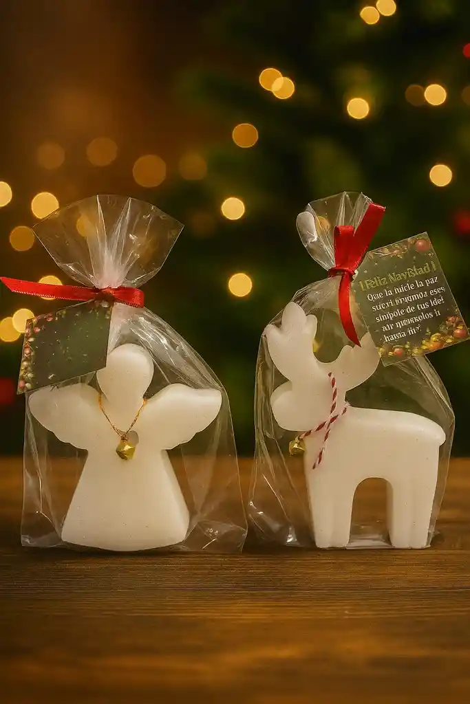 💫 Vela Navideña “reno - Ángel ” – 10 Cm 🕯️✨🎄