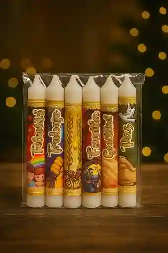 🌟🕯️ Set De Velas “luz Y Bendiciones” – 14 Cm (6 Unidades) 🎁✨