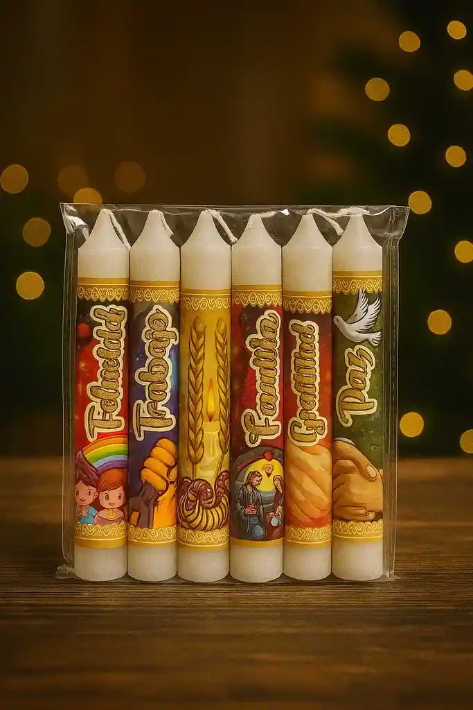 🌟🕯️ Set De Velas “luz Y Bendiciones” – 14 Cm (6 Unidades) 🎁✨