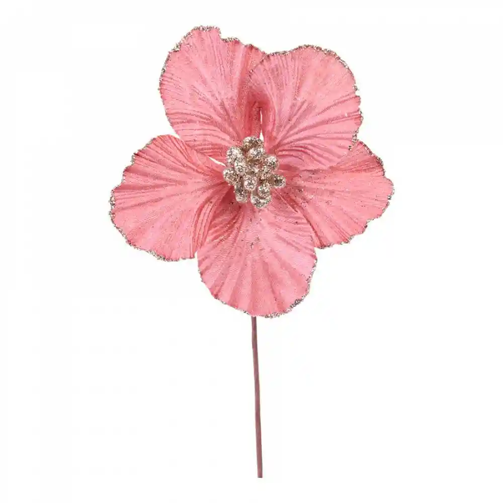 Flor Santini Poinsettia 25cm Rose Gold Poliester