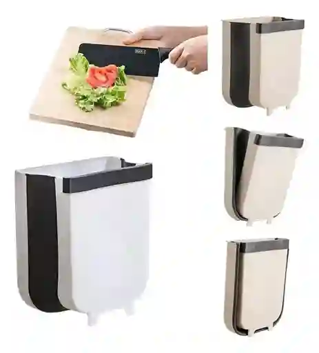 Basurero Cocina Plegable Colgante Papelera Multiusos Blanco