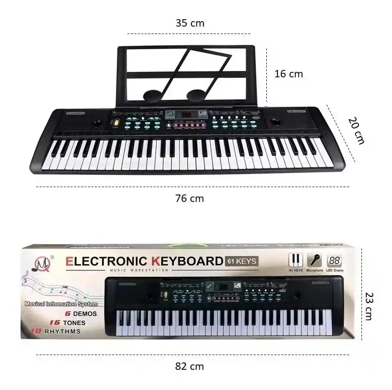 Piano De 61 Teclas + 16 Ritmos Y 10 Tonos Semiprofesional
