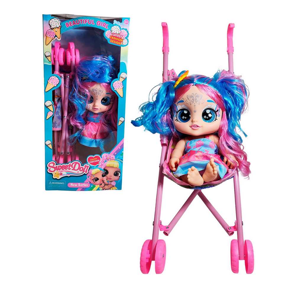 Muñeca Bebe Ojos Expresivos + Coche Juguete Niñas - Rappi