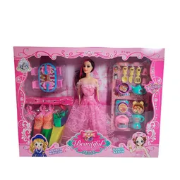 Muñeca Princesa Con Vestidos + Accesorios De Cocina Juguete
