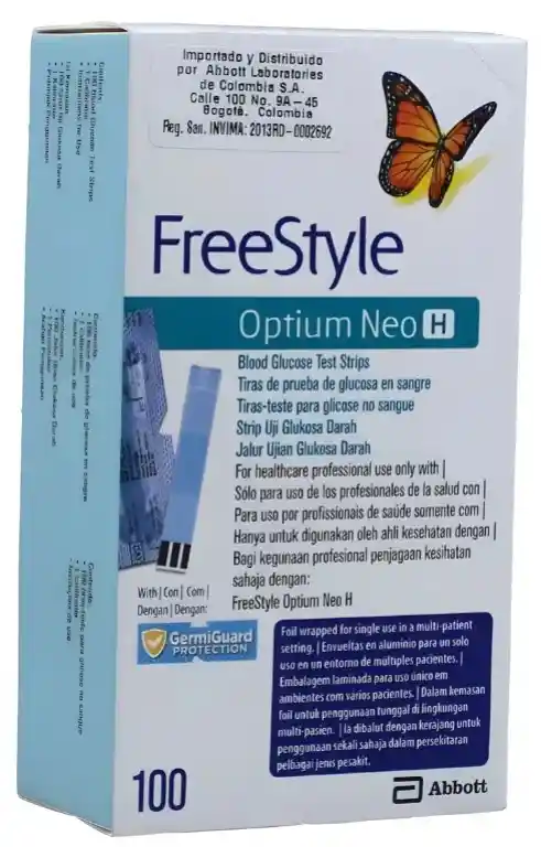 100 Tiras Reactivas Freestyle Optium Blanco