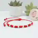 Pulsera 7 Nudos Hilo Rojo Plata Italiana 925 De 4mm