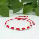 Pulsera 7 Nudos Hilo Rojo Plata Italiana 925 De 6mm