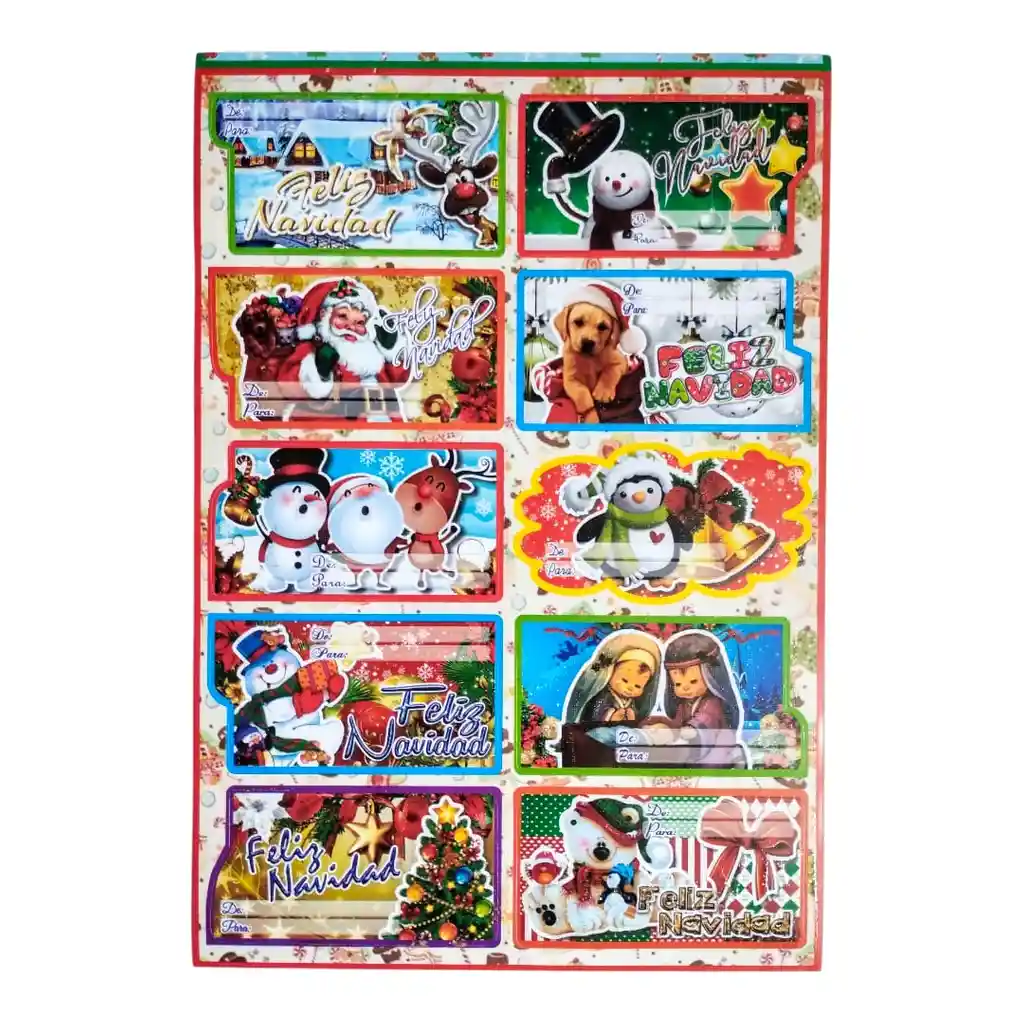 Lamina De Tarjetas Navideñas "de" "para" Adhesivas *10und