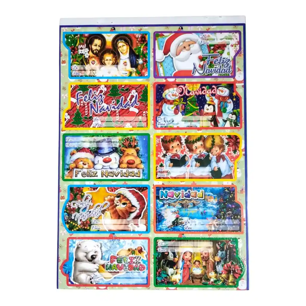 Lamina De Tarjetas Navideñas "de" "para" Adhesivas *10und