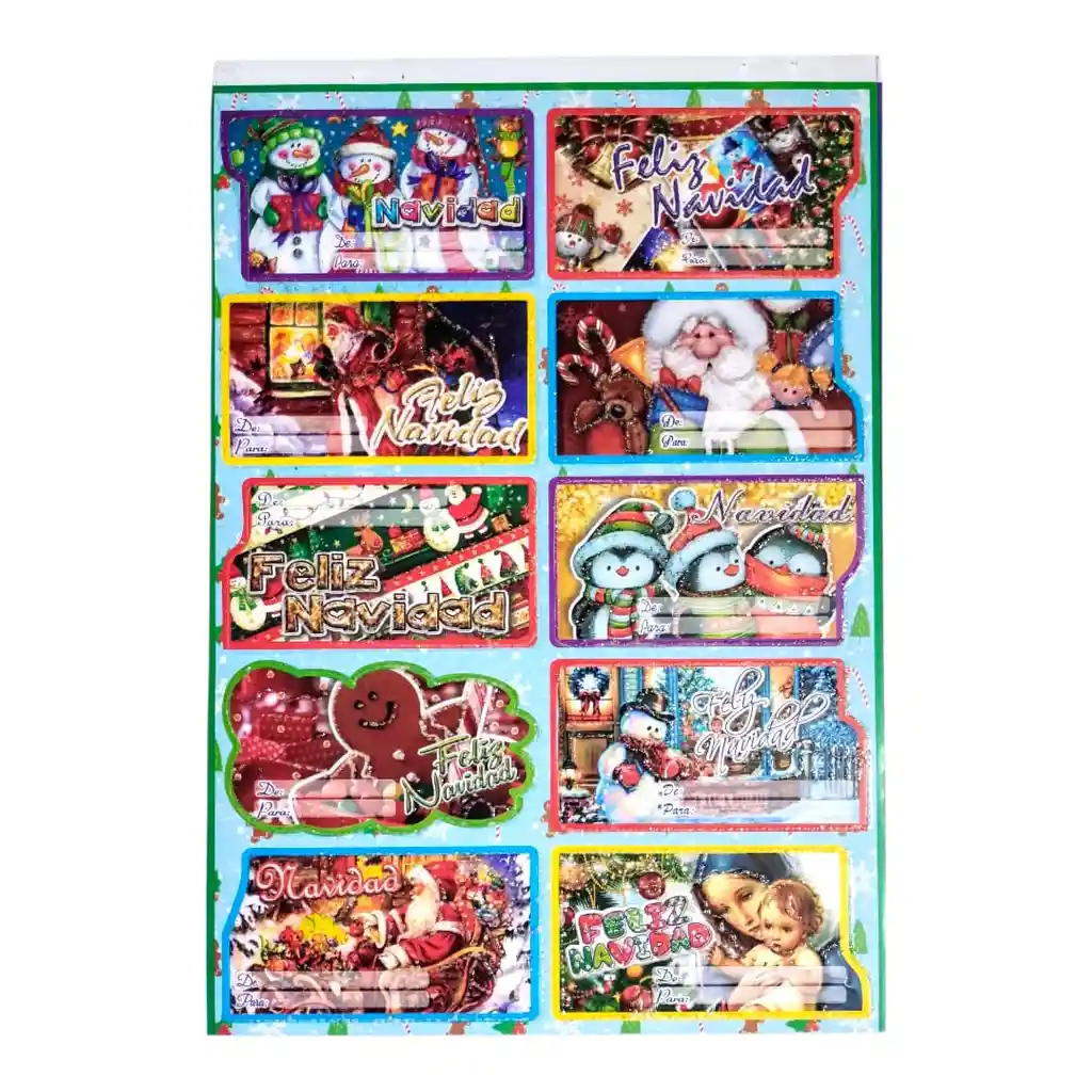 Lamina De Tarjetas Navideñas "de" "para" Adhesivas *10und