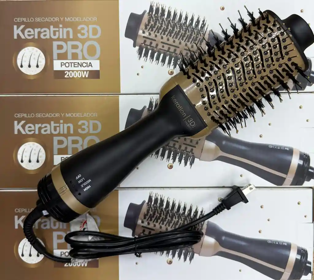 Cepillo Secador Y Modelador Keratin 3d Pro