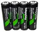 Pila Batería Recargable Aa X4 Unidades 4800mah 1.2v Ni-mh