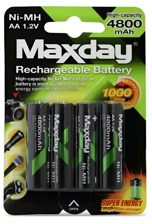 Pila Batería Recargable Aa X4 Unidades 4800mah 1.2v Ni-mh