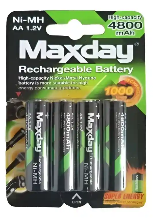 Pila Batería Recargable Aa X4 Unidades 4800mah 1.2v Ni-mh