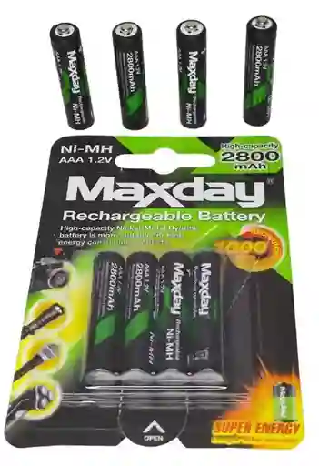 Pila Batería Recargable Aaa X4 Unidades 2800mah