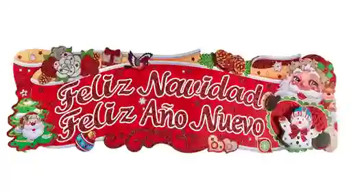 Letrero Banner 3d Feliz Navidad Y Feliz Año Escarchado 68 X 21 Cm