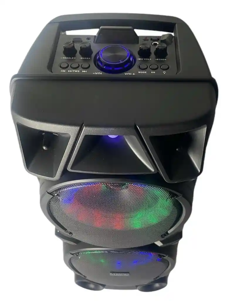 Torre De Sonido Cabina Parlante Doble 8" Con Microfono Inalambrico