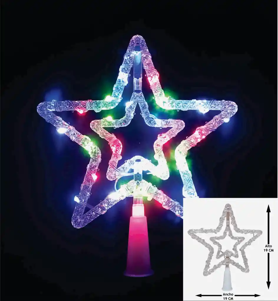 Navidad Estrella Punta De Arbol Doble Multicolor