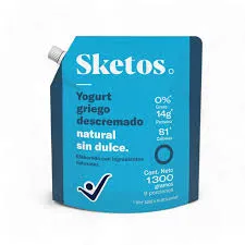 Yogurt Griego Sketos Descremado Natural Sin Dulce X1300g