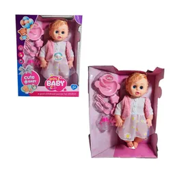 Muñeca Bebe Con Vestido Sonajero + Utencilios De Comida