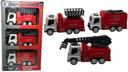 Juguete Set De Carros Manuales Rojo De Bomberos X3und Niños