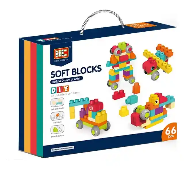 Juego Bloques De Construcción Figuras Grandes 66 Pieza Niños