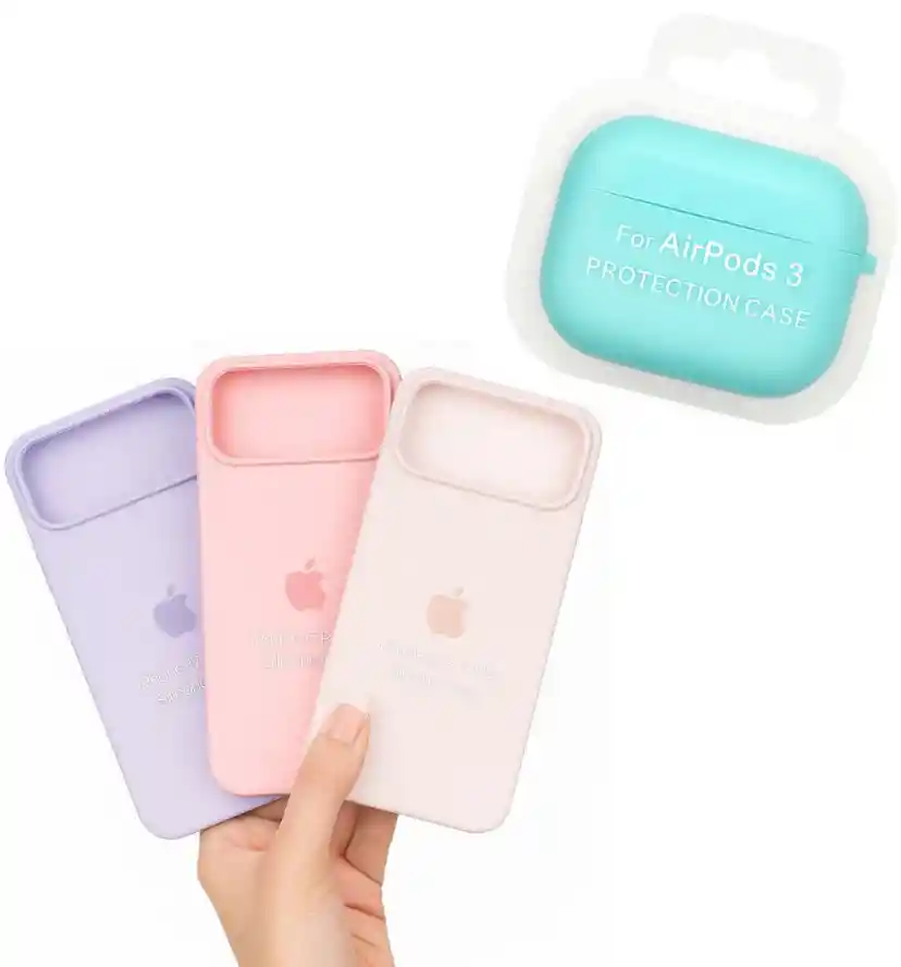 Funda Para Iphone 17 Pro + Estuche Para Airpods 3 Con Mosquetón | Silicona