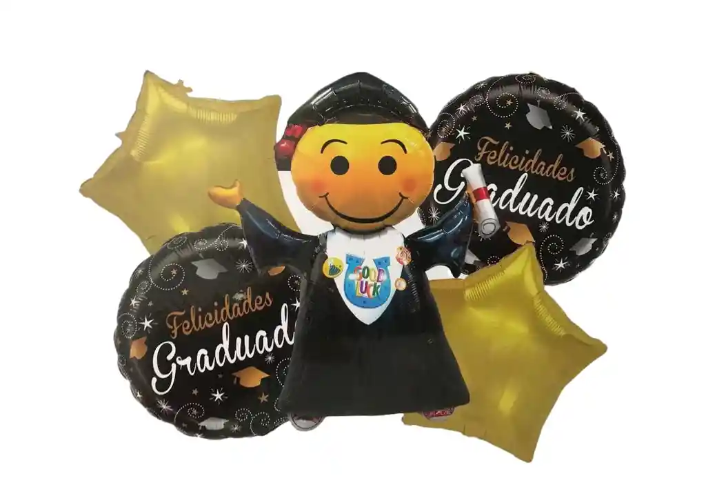 Bouquet 5 Piezas De Globos Metalizados Motivo Grado Infantil