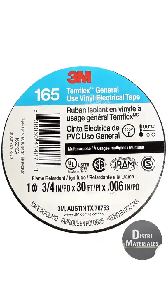 Rollo Cinta Aislante 3m Pequeña