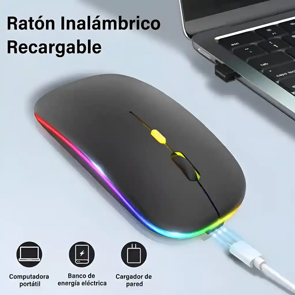 Mouse Dual Inalámbrico Y Bluetooth Recargable Tipo C