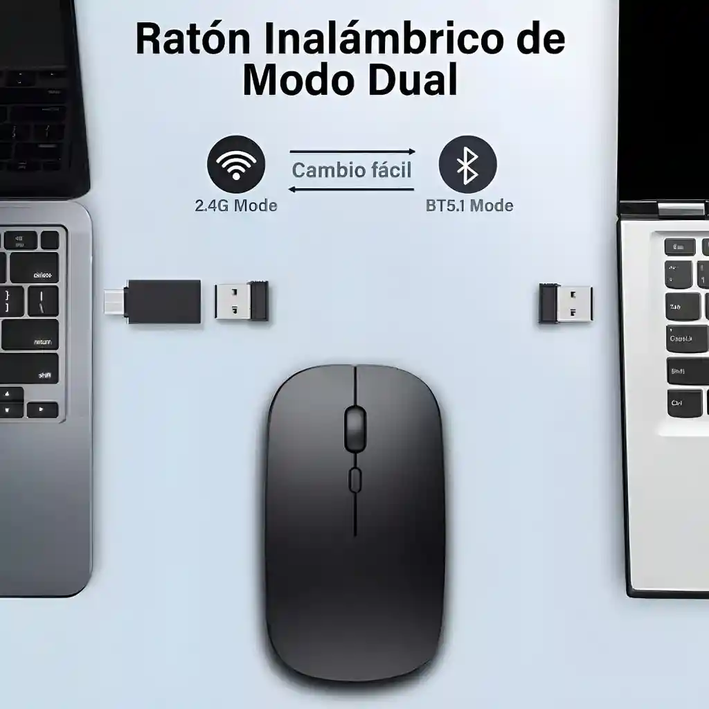 Mouse Dual Inalámbrico Y Bluetooth Recargable Tipo C