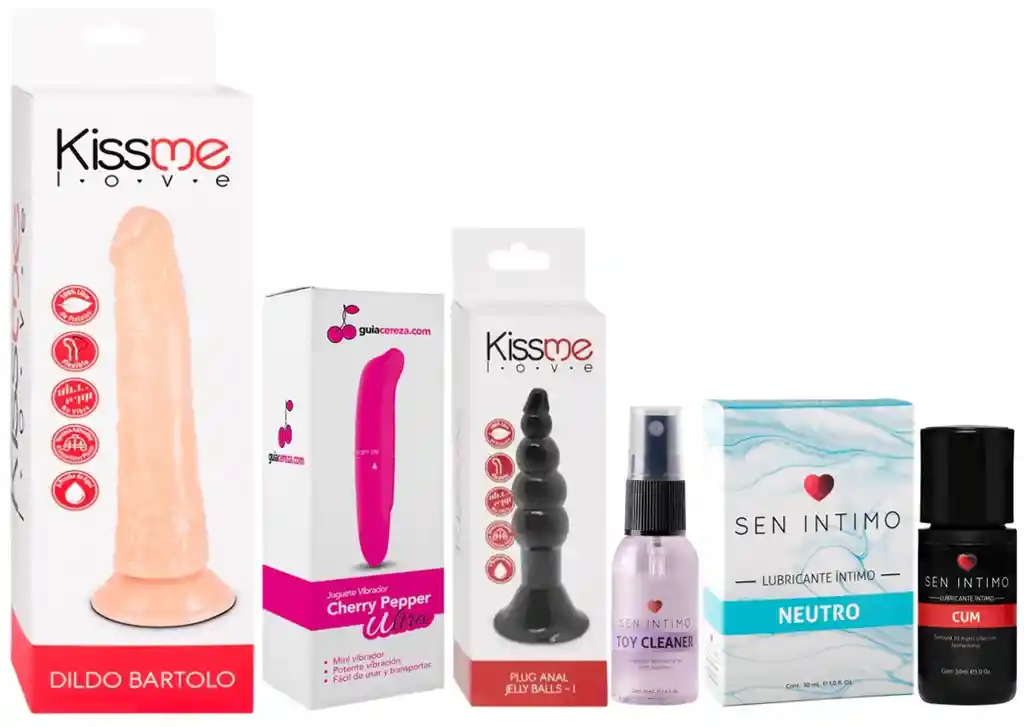 Kit Erotico (dildo, Minivibrador, Clear, Plug, Cum, Neutro) Guia Cereza