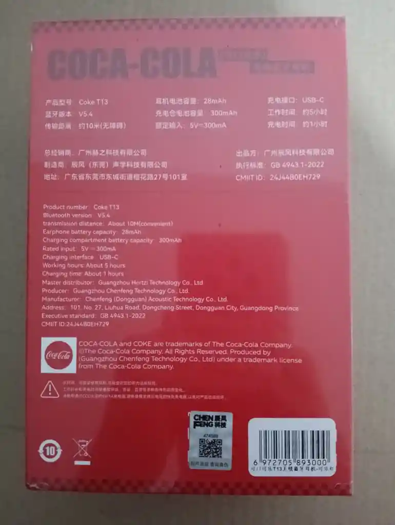 Auriculares Bluetooth Inalámbricos Coca-cola T13