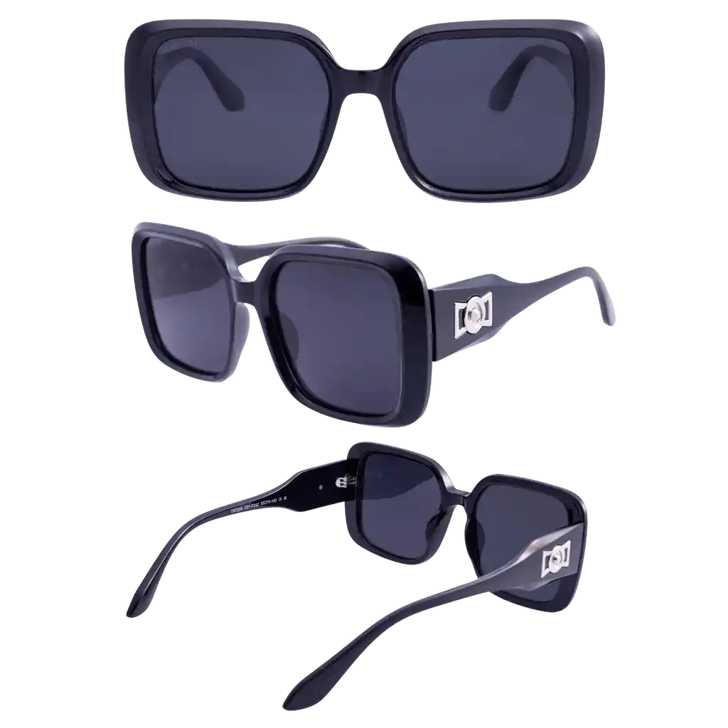 Gafas De Sol Lens Luxe Amelia – Negro Pulido | Polarizadas Uv400 | Cuadradas | mujer