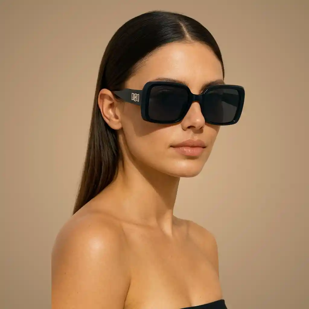 Gafas De Sol Lens Luxe Amelia – Negro Pulido | Polarizadas Uv400 | Cuadradas | mujer