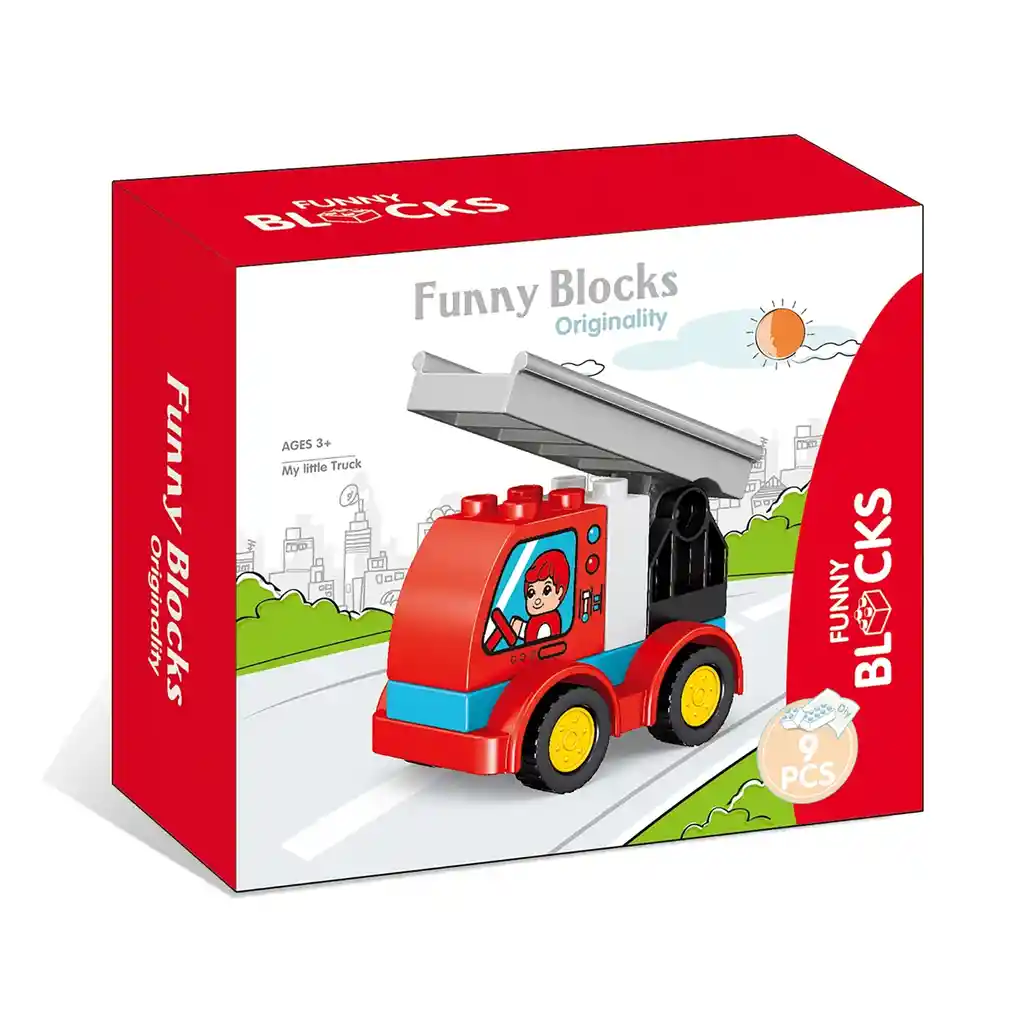 Juego Construcción Bombero Armable 9 Piezas Grandes Niños