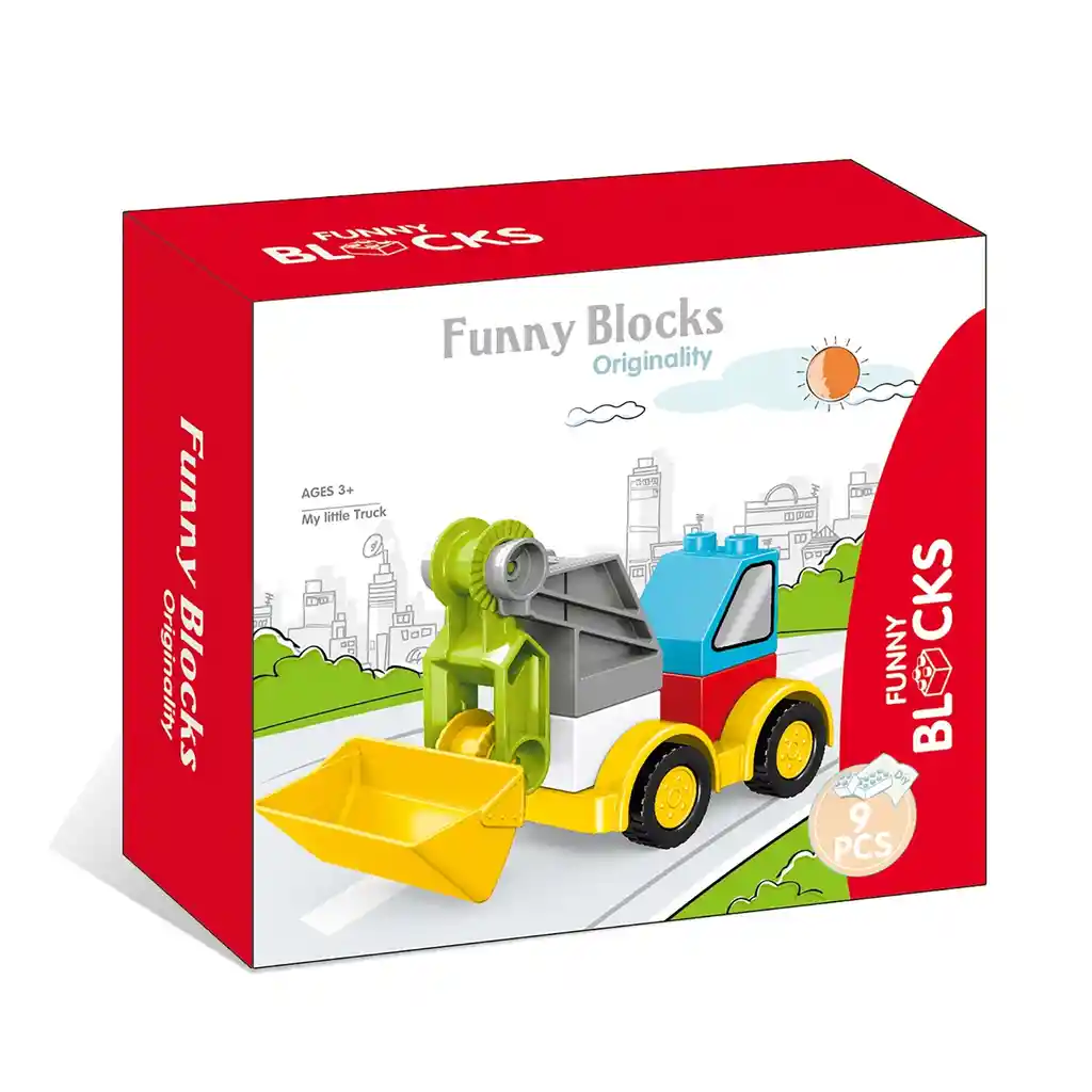 Juego Construcción Retroexcavadora Armable 9 Piezas Niños