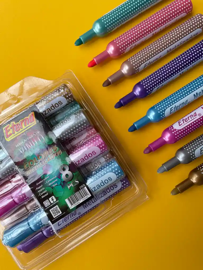 Marcadores De Vinilo Metalizado X8 Eterna