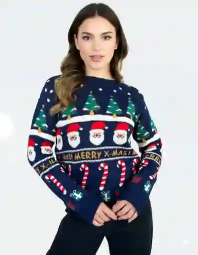 Saco Cuello Redondo Unisex - Saco Navidad Santa Claus Azul Noche Ml