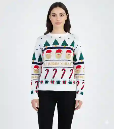 Saco Cuello Redondo Unisex - Saco Navidad Santa Claus Blanco Ml