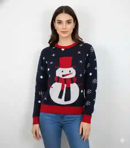 Suéter Cuello Redondo - Saco Navidad Azul Ml