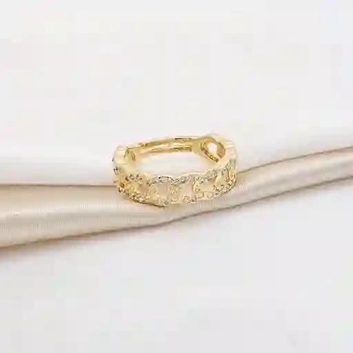 Anillo Cubano Premium Con Circones Dorado